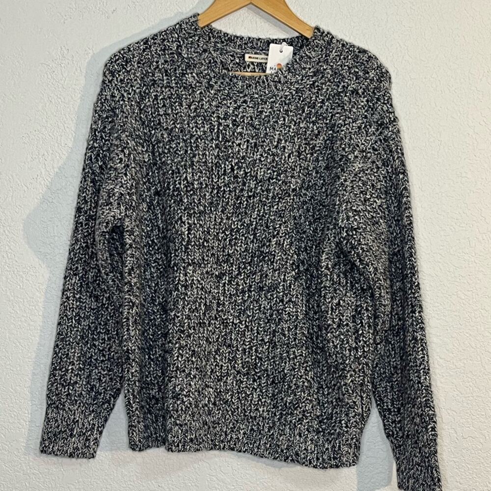 NWT Marine Layer Quinn oversized sweater blue multi Preppy Casual Contemporary